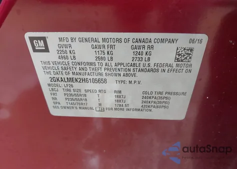 2017 GMC Terrain Sle-1 from USA, damaged, VIN 2GKALMEK2H6105658